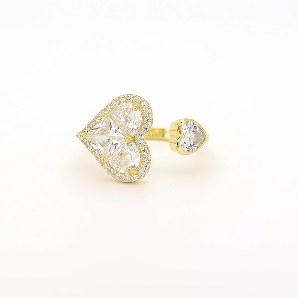 Double Heart Open Ring