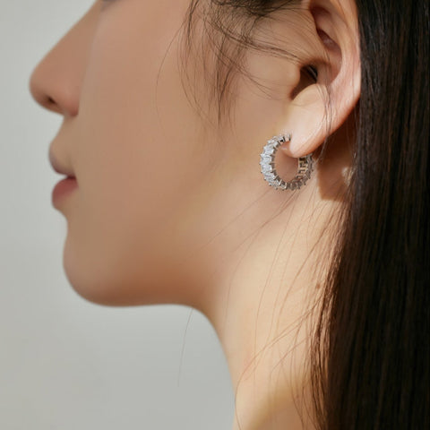 Baguette Arc Huggie Earrings