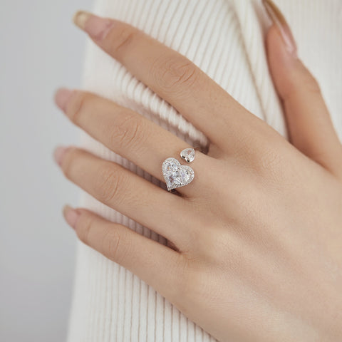 Double Heart Open Ring
