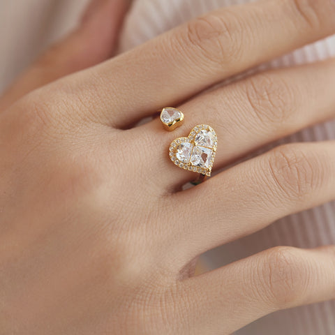 Double Heart Open Ring