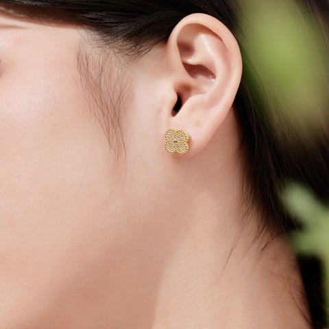 Crystal Clover Stud Earrings
