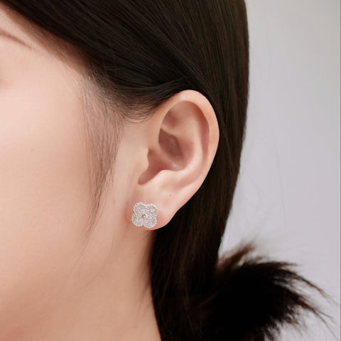 Crystal Clover Stud Earrings
