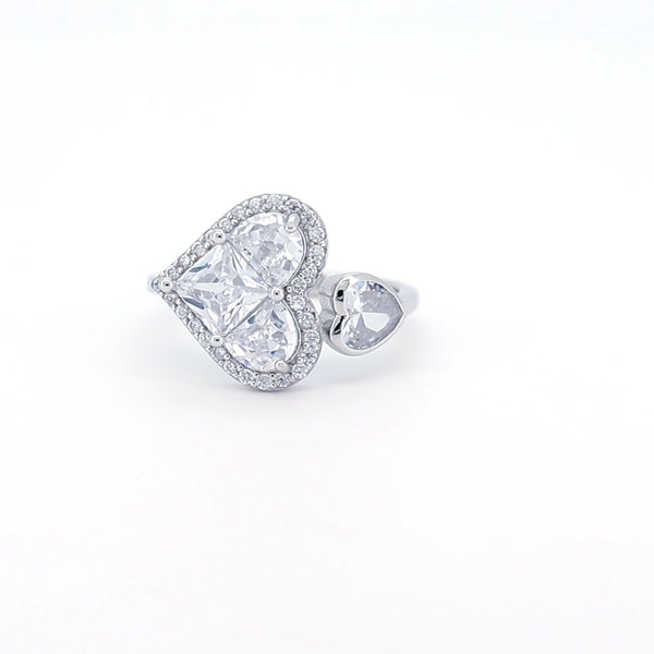 Double Heart Open Ring