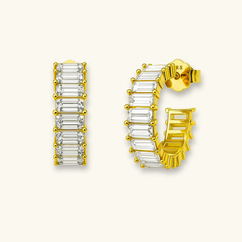 Baguette Arc Huggie Earrings