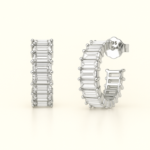 Baguette Arc Huggie Earrings
