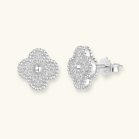 Crystal Clover Stud Earrings
