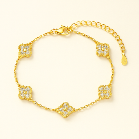 Crystal Clover Link Bracelet