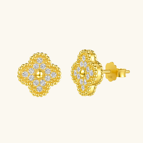 Crystal Clover Stud Earrings